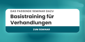 Best Akademie Banner mit dem Text: Das passende Seminar dazu – Basistraining für Verhandlungen