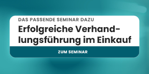 Best Akademie Banner mit dem Text: Das passende Seminar dazu – Erfolgreiche Verhandlungs­führung im Einkauf